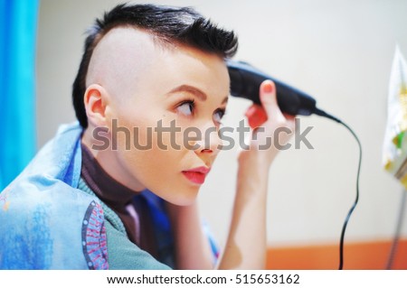 Similar – Image, Stock Photo Amazed girl making hairdo on dreadlocks of father