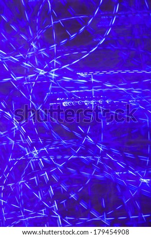 Blue light painting, dash line background : long exposure technique, no digital retouch