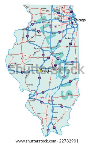 Illinois State Road Map With Interstates And U.S. Highways. All ...