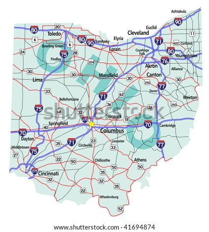 State Road Map With Interstates, U.S. Highways And State Roads. All ...