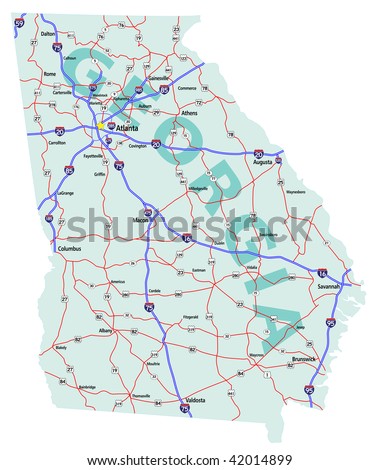 Georgia State Road Map With Interstates, U.S. Highways And State Roads ...