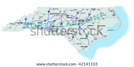 North Carolina State Road Map With Interstates, U.S. Highways And State ...