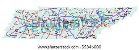 Tennessee State Road Map With Interstates, U.S. Highways And State ...