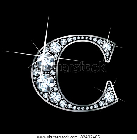A stunning beautiful 'C' set in diamonds and silver. Vector. Stok fotoğraf © 