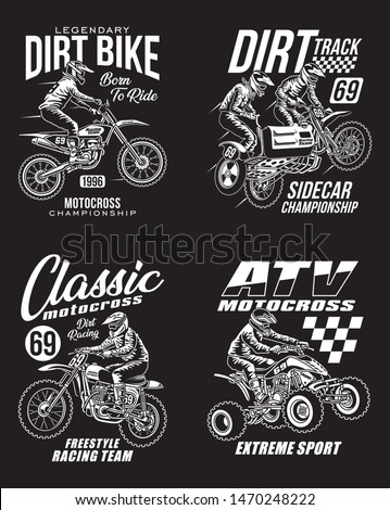 Vector Illustration Motocross Graphic T-shirts Collection