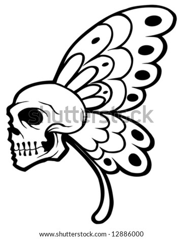 Butterfly Skull Tattoo Stock Vector Illustration 12886000 : Shutterstock