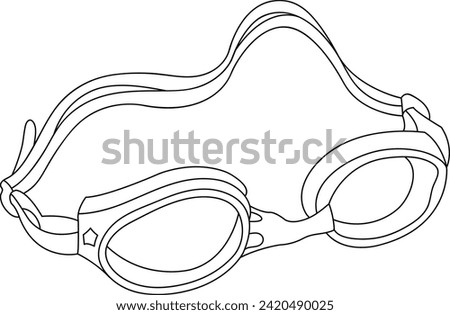 Swimming Googles black and white vector line art illustration for coloring page