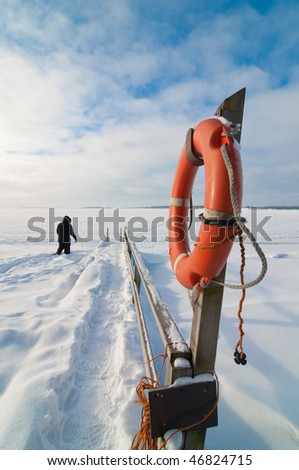 In February Baltic Sea is frozen due to long cold period. Platform is used for swimming during the summer time.