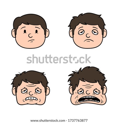 Cartoon Tired or Stressed Face Transformation