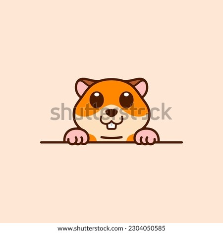 Cute Peeking Hamster Vector Illustration