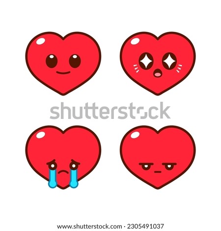 Set of Cute Heart Stickers