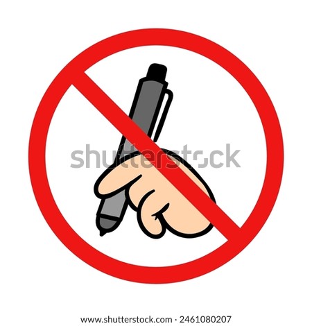 No Pen or Writing Sign on White Background