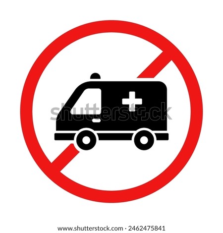 No Ambulance Sign on White Background