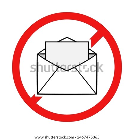 No Letter or Mail Sign on White Background
