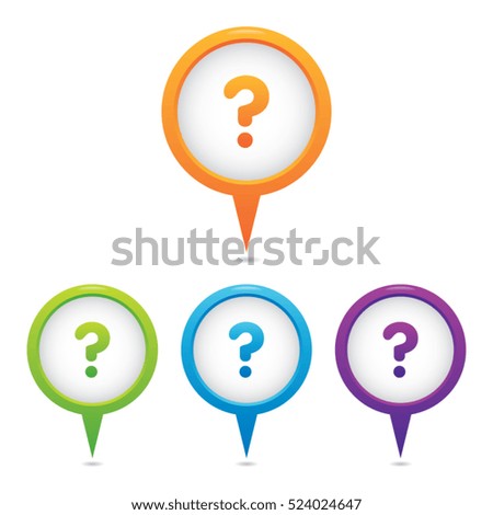 Set of Question Mark Marker Icons