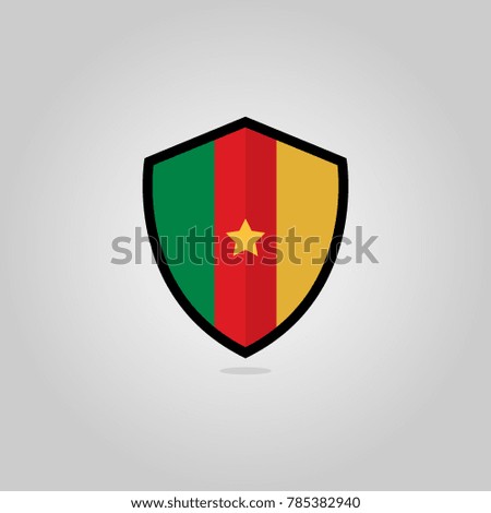 Cameroonian Flag Flat Vector Shield Badge
