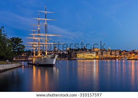 STOCKHOLM - AUGUST 11, 2015: The af Chapman, full-rigged steel ship launched in 1888, nowadays moored on the western shore of the Skeppsholmen islet in Stockholm serves as a youth hostel.
