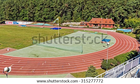 SOPOT, POLAND - AUGUST 15, 2015: The Forest Stadium built in the years 1923-1926 to commemorate 100th anniversary of establishing first baths in Sopot, a major health-spa and tourist resort in Poland.