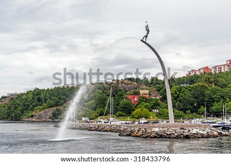 STOCKHOLM - AUGUST 11, 2015: The famous sculpture God our Father on the Rainbow at Nacka Strand. Designed by Carl Milles (1875-1955) in 1946 as a tribute for peace and founding the United Nations.