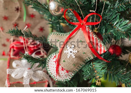 Beautiful Christmas tree with soft mitten toys