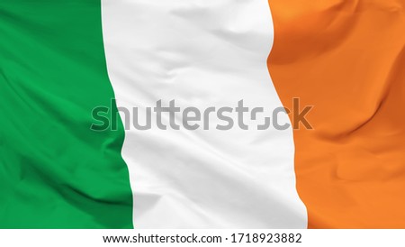 Fragment of a waving flag of the Republic of Ireland in the form of background, vector