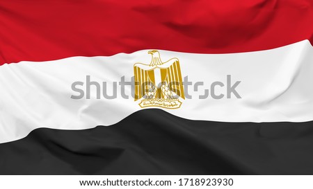 Fragment of a waving flag of the Arab Republic of Egypt in the form of background, vector