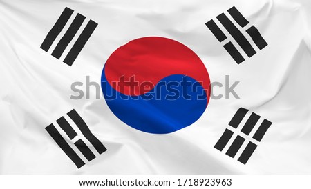 Fragment of a waving flag of the Republic of Korea in the form of background, vector