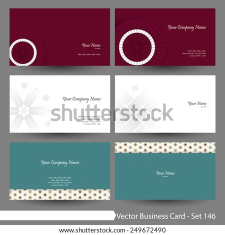 Vector business card template set: Japanese, oriental and flower pattern graphic design elements for cards & background (Part 146)