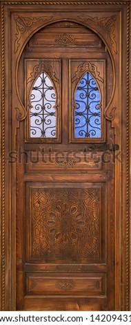 Wood door for house decoration