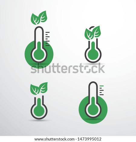 Global Warming, Ecological Problems and Solutions - Set of Thermometer Icon Design Concepts