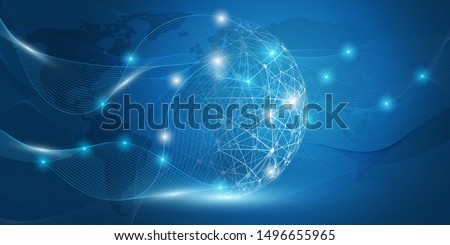 Abstract Blue Minimal Style Cloud Computing, Networks Structure, Telecommunications Concept Design, Network Connections, Transparent Wavy Geometric Mesh - Vector Illustration