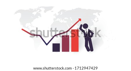 New Possibilities, Hope - Economy Growth After Recession - Satisfied Business Man Standing Next To a Chart - Business, Creativity Vector Concept