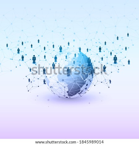 Networks - Colorful Business Connections - Social Media Concept Design with Earth Globe