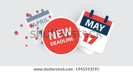 Tax Day Reminder Concept - Calendar Design Template - USA Tax Deadline, New Extended Date for IRS Federal Income Tax Returns: 17 May 2021