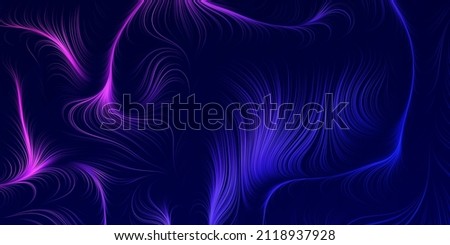 Abstract Modern Style Geometric Background Design, Colorful Lit 3D Flowing Spreading Curving Lines Pattern - Dark Digitally Generated Line Art in Editable Vector Format
