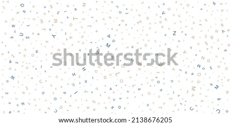 Various Colorful Random Randomly Placed, Sized and Oriented Letters Pattern - Texture, Background, Design Element in Editable Vector Format
