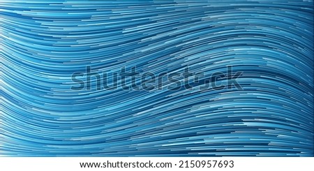 Blue and White Moving, Flowing  Stream of Particles in Curving, Wavy Lines - Digitally Generated  Futuristic Abstract 3D Geometric Striped Background Design, Generative Art in Editable Vector Format