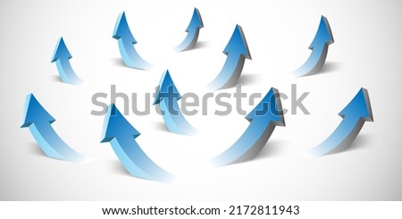 Blue Big Thick Curved 3D Arrows Pattern Background -  Vector Design Template