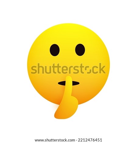 Serious Looking Emoji Face Gestures, Showing Warning, Stay Quiet, Make Silence Sign - Emoticon with Open Eyes Isolated on White Background - Vector Design Illustration