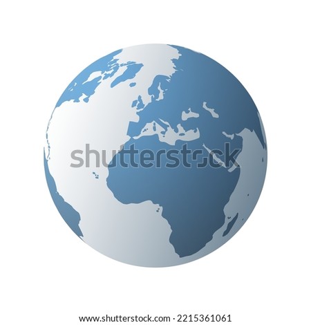 Simple Blue Earth Globe Design Isolated on White Background - Europe, Africa, Middle East Side - Vector Design