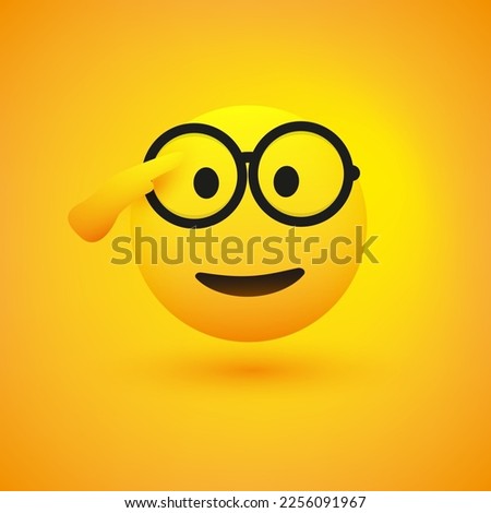 Saluting Face with Glasses - Happy Emoji Icon Design - Yellow Face Saluting with Right Hand  - Sign of Respect - Illustration in Editable Vector Format