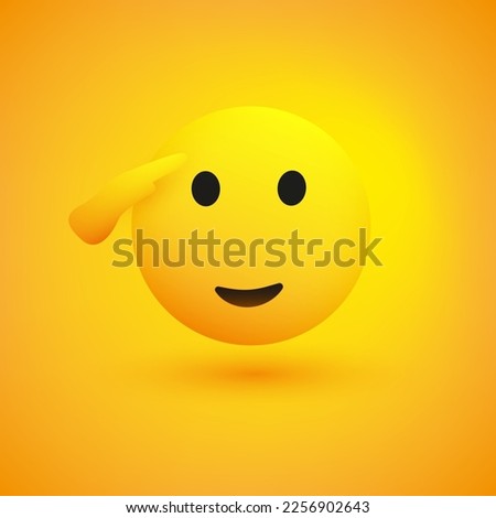 Saluting Face - Happy Emoji Icon Design - Yellow Face Saluting with Right Hand  - Sign of Respect - Illustration in Editable Vector Format