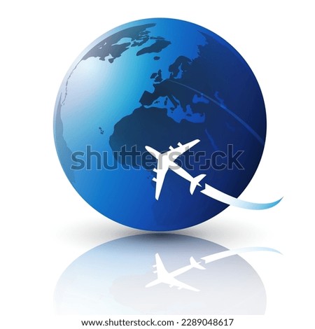Traveling Around the World - Travel by Airplane - Modern Style Earth Globe Design Isolated on White Background - Vector Illustration