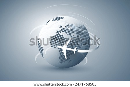 Traveling Around the World - Travel by Airplane - Spinning Earth Globe Design