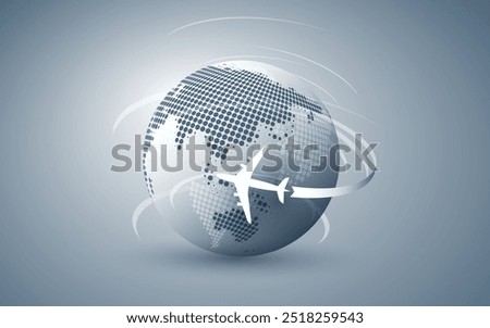 Traveling Around the World - Aviation, Travel by Airplane Concept - Spinning Earth Globe Design