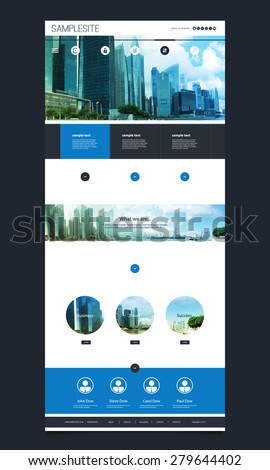 One Page Website Template with Singapore Skyline Header Design
