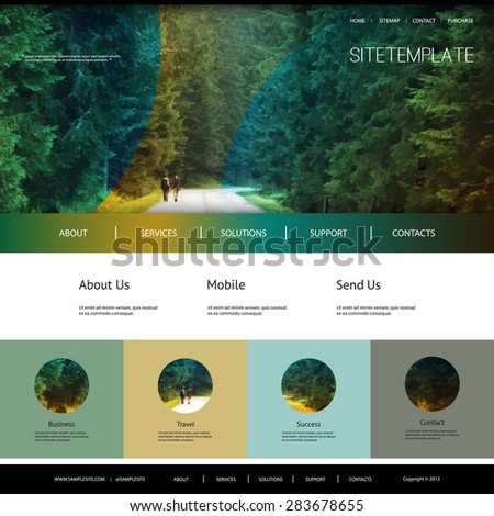 One Page Website Template with Header Design - Green Forest