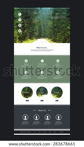 One Page Website Template with Header Design - Green Forest