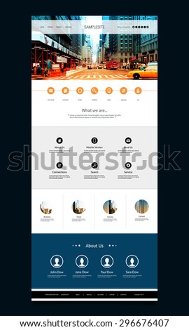 One Page Website Template with Street View of New York City Header Design