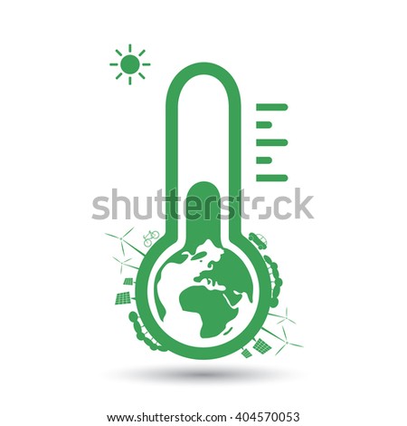 Global Warming, Ecological Problems and Solutions - Thermometer Icon Design Concept